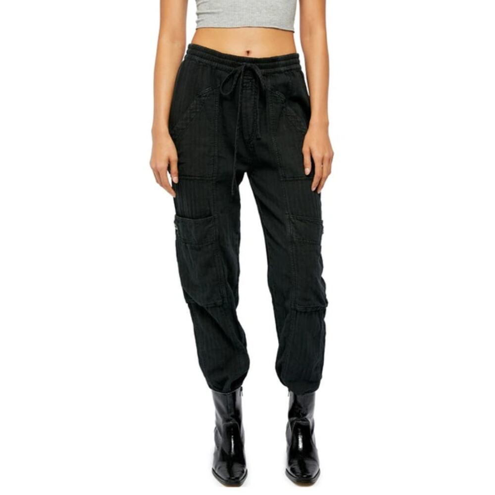 Free People Washed Black Feelin Good Utility Pants